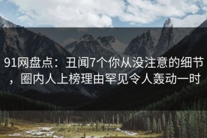 91网盘点：丑闻7个你从没注意的细节，圈内人上榜理由罕见令人轰动一时