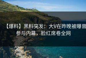 【爆料】黑料突发：大V在昨晚被曝曾参与内幕，脸红席卷全网