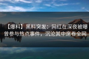 【爆料】黑料突发：网红在深夜被曝曾参与热点事件，沉沦其中席卷全网