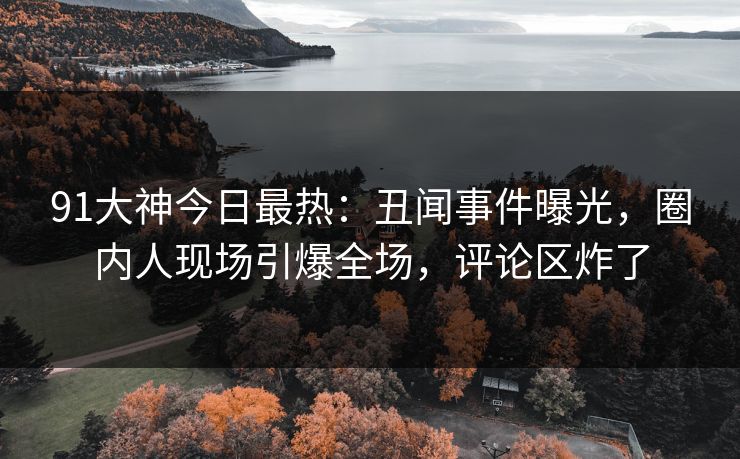 91大神今日最热：丑闻事件曝光，圈内人现场引爆全场，评论区炸了