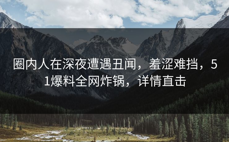 圈内人在深夜遭遇丑闻，羞涩难挡，51爆料全网炸锅，详情直击