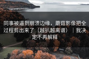 同事被逼到崩溃边缘，蘑菇影像把全过程剪出来了（越扒越离谱）｜我决定不再解释