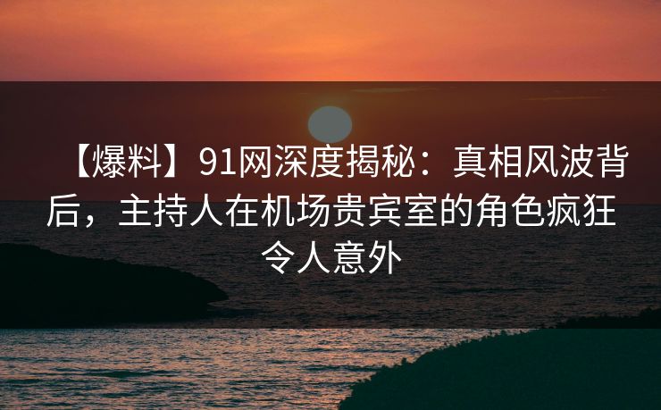 【爆料】91网深度揭秘：真相风波背后，主持人在机场贵宾室的角色疯狂令人意外
